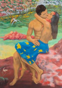 Peinture - Huile sur toile de Daniel Blondeau : Le baiser